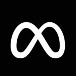 meta social media logo symbol white design illustration with black background free vector